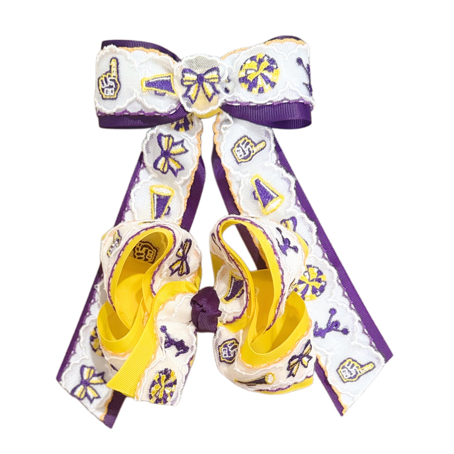 PURPLE AND GOLD LACE BOW