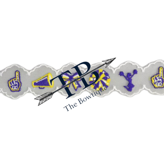 5 yd Purple/gold gameday lace eta Aug