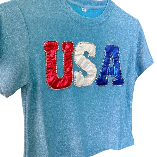 USA glitter tee