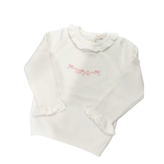 Ruffle sweater with mono
