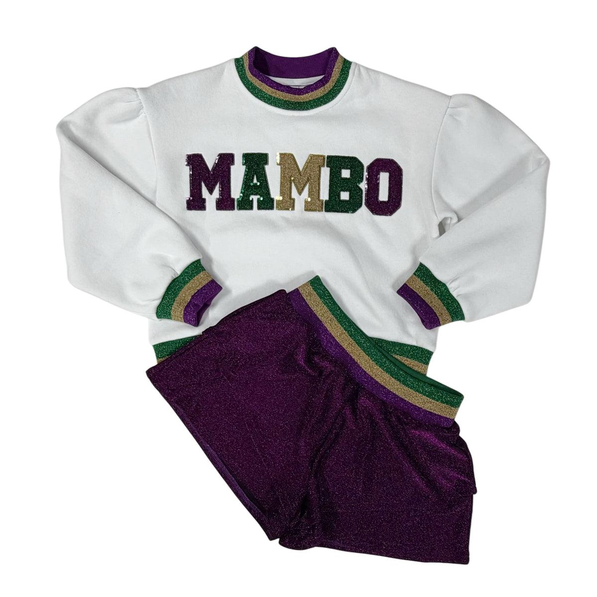 Mardi Gras shimmer shorts