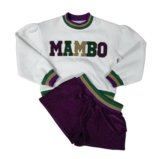 Mardi Gras shimmer shorts